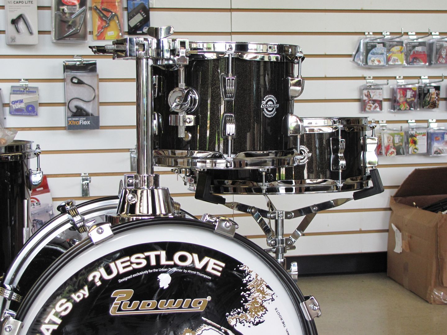 Ludwig Drums Breakbeat by Questlove Kit 4pc Black Sparkle Drum Set with