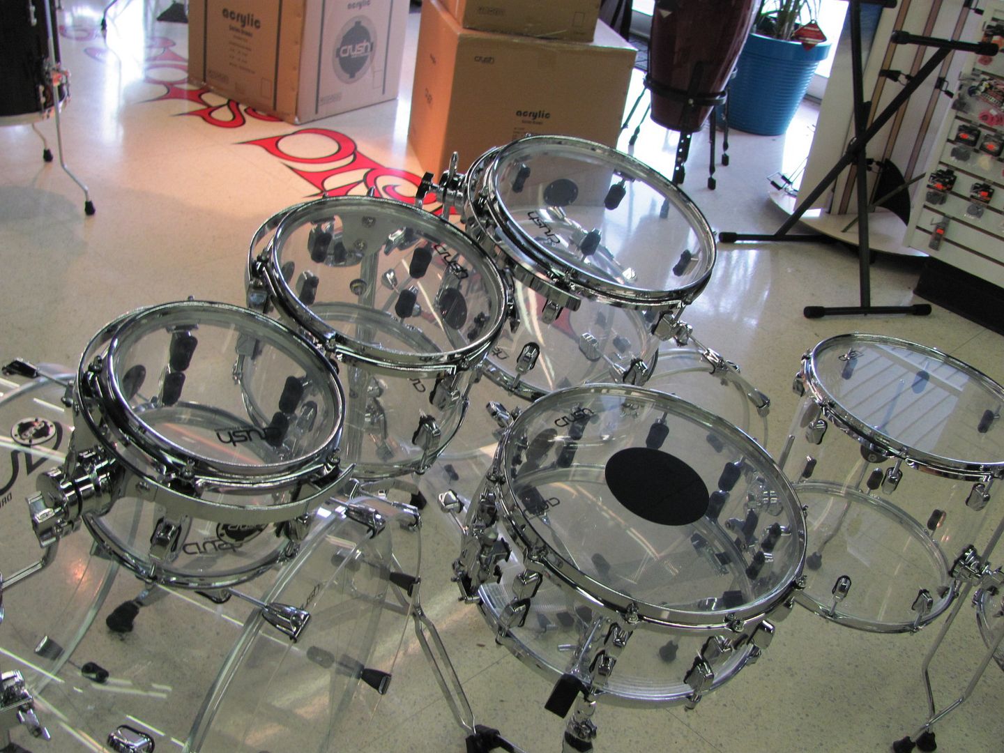 Crush Drum Set Acrylic Clear 8 Pc Double Bass Kit Drummersuperstore