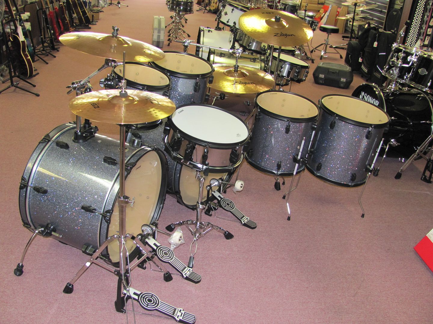 Sonor Force eXtreme Double Bass Black Galaxy Sparkle COMPLETE Drum Kit