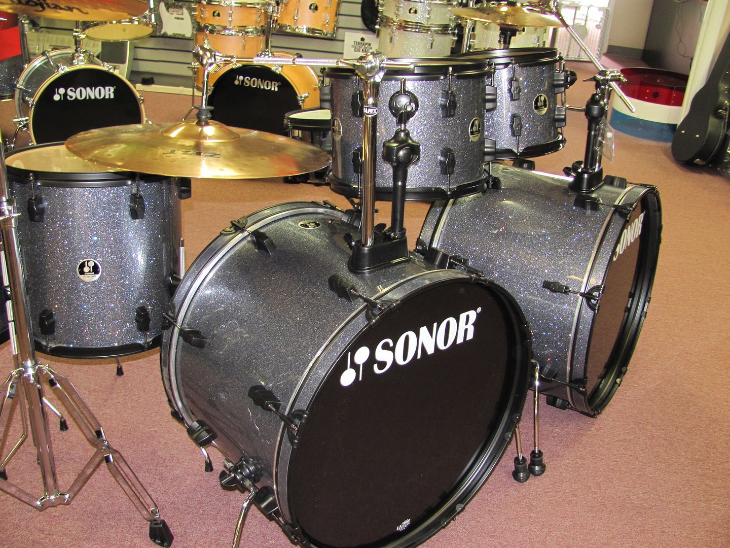Sonor Force eXtreme Double Bass Black Galaxy Sparkle COMPLETE Drum Kit