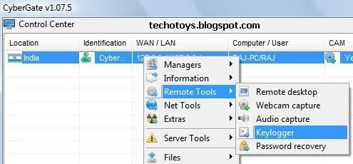 Hack Yahoo password using Cybergate keylogger