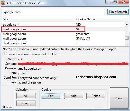 Cookie editor to hack Gmail