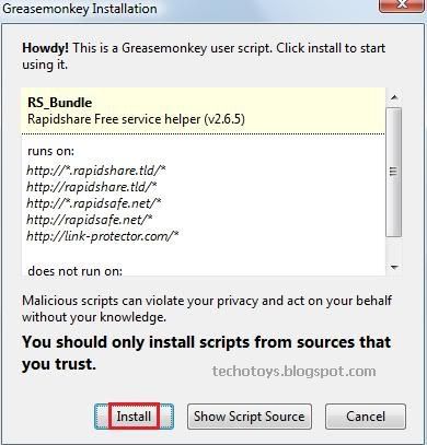 Installing script to bypass rapidshare