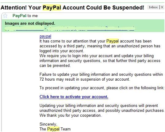 Phishing attack to hack Paypal password