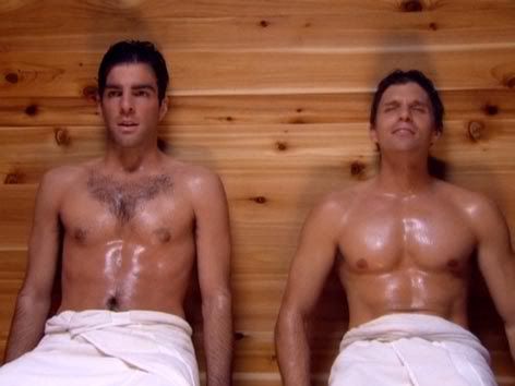 Screenshot of the sauna scene