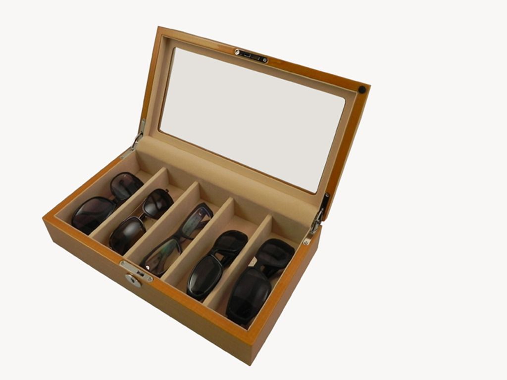 sgb5 Wood sunglasses glasses box display case 5 slots eBay