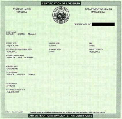 birth certificate obama. gaddafis irth certificate