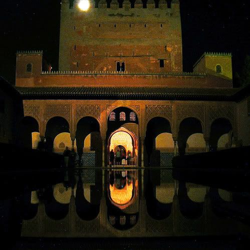 alhambra at night