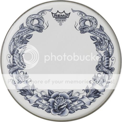 remo tattoo skyns drum head serpent rose dragon 14" snare head
