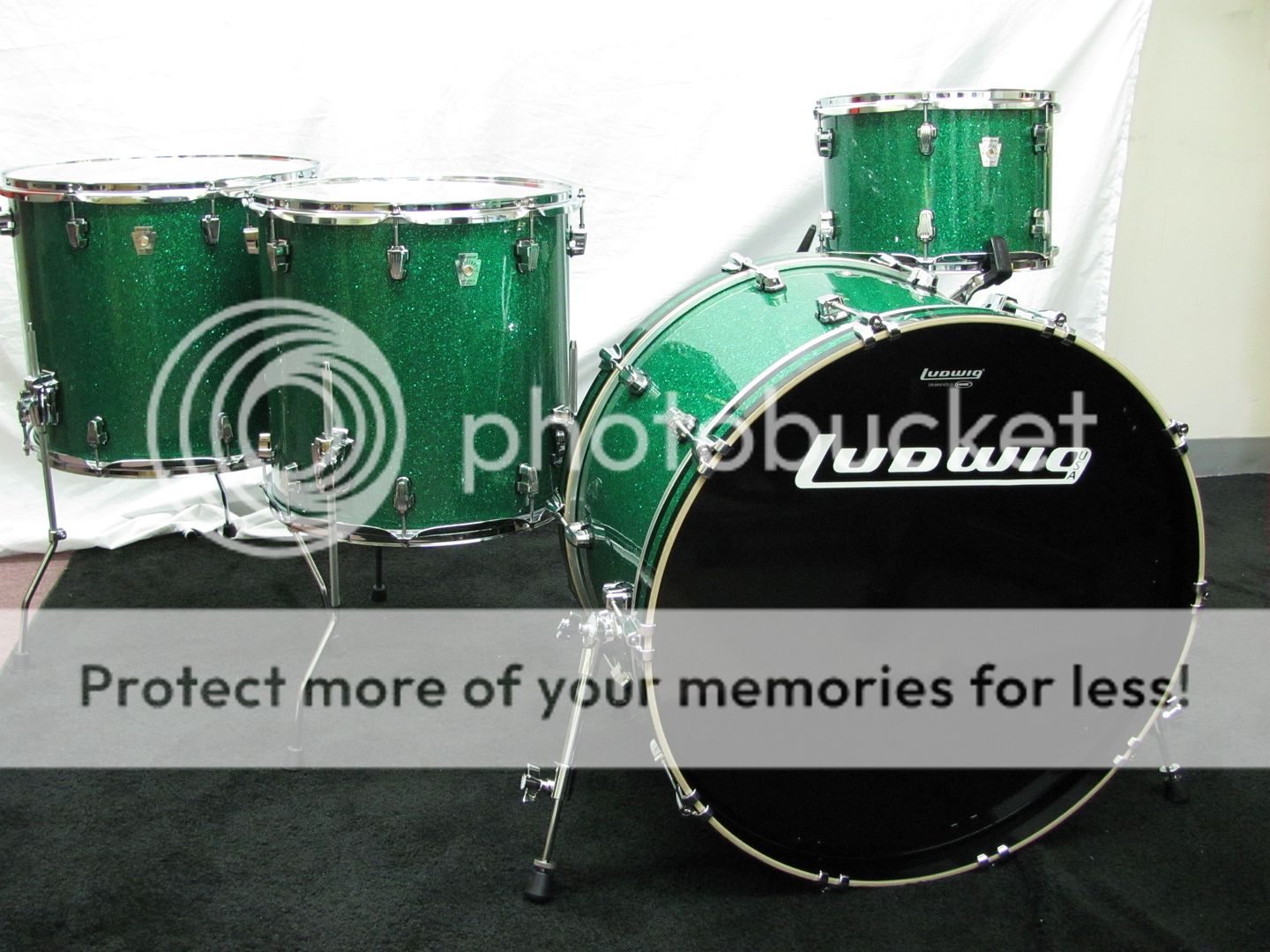 Ludwig Keystone Series Drum Set Green Sparkle 24 Bass 4 Piece Shell 