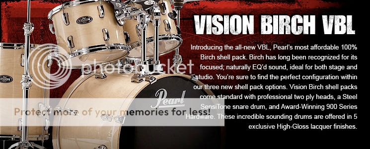   is for a Pearl VBL Vision BirchLacquer 5pc Drum Set with Hardware