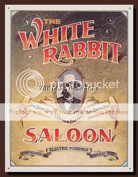 Nostalgic Tin Metal Sign   Jack Daniels Whiskey Western White Rabbit 