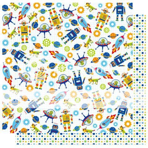 Best Creation Robot Rockets & Robots Scrapbook Paper  